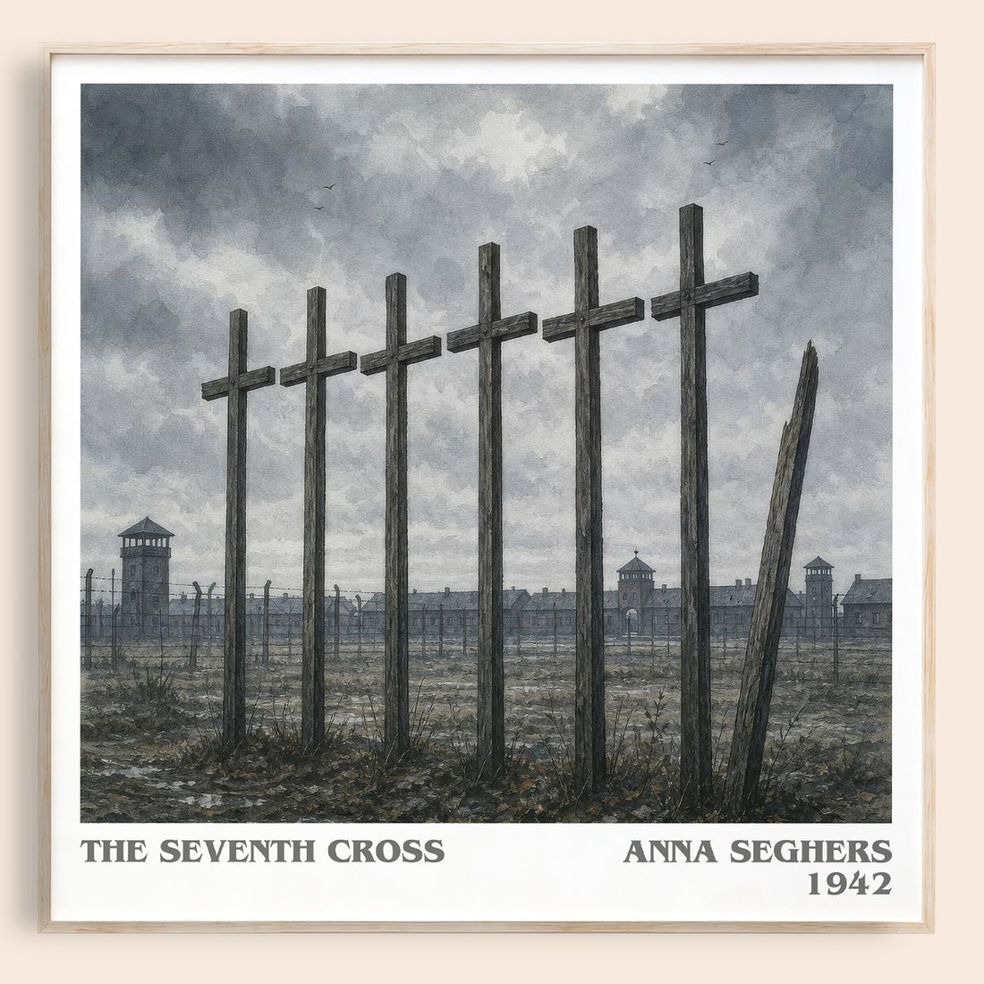 The Seventh Cross literary book poster by Anna Seghers – framed literary art print