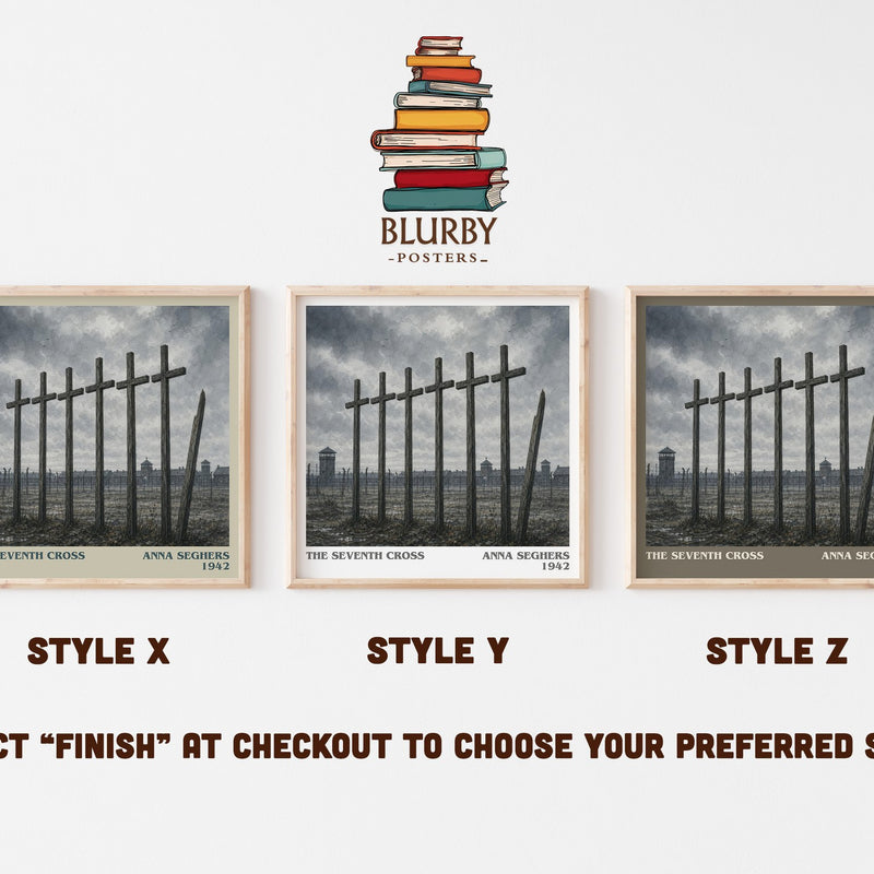 The Seventh Cross literary print in frame leaning in hallway – historical fiction wall art