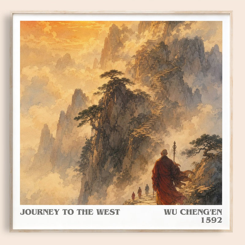 Journey to the West literary book poster by Wu Cheng'en – framed literary art print