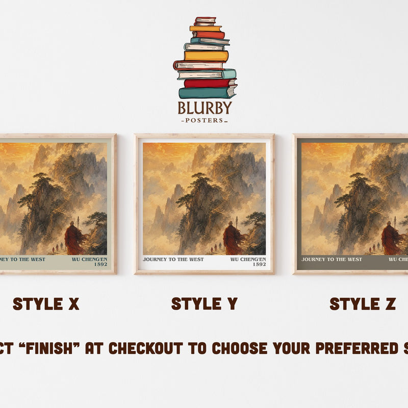 Journey to the West literary print in frame leaning in hallway – fantasy wall art