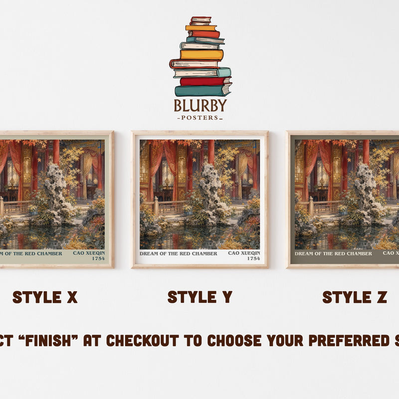 Dream of the Red Chamber literary print in frame leaning in hallway – classic literature wall art