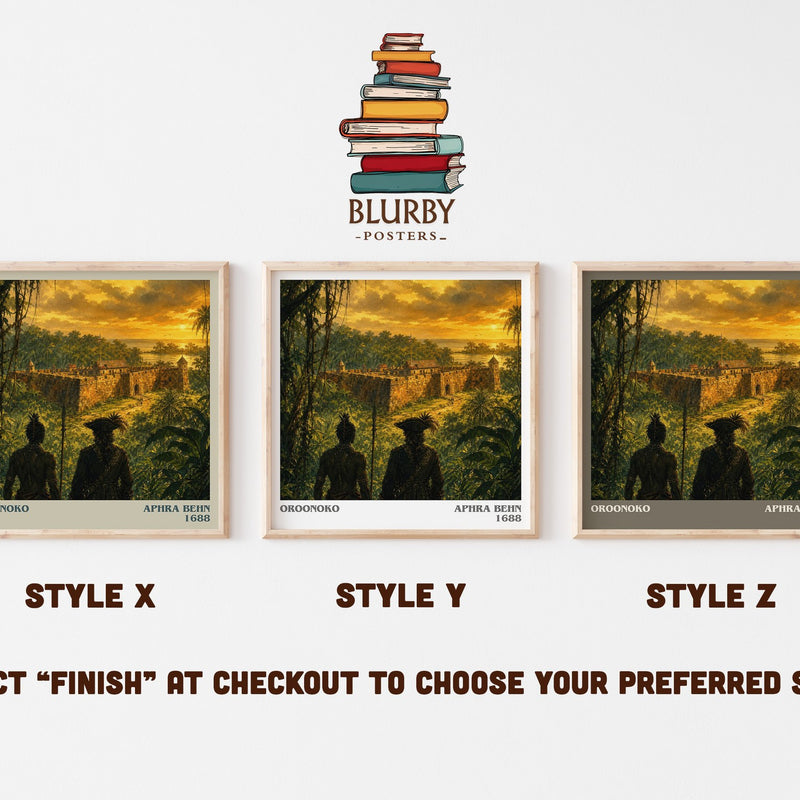 Oroonoko literary print in frame leaning in hallway – classic literature wall art