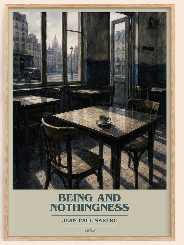 Being and Nothingness book cover book poster by Jean Paul Sartre – framed literary art print