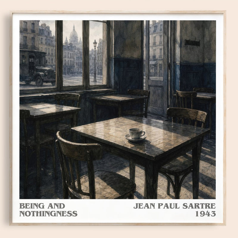Being and Nothingness literary book poster by Jean Paul Sartre – framed literary art print