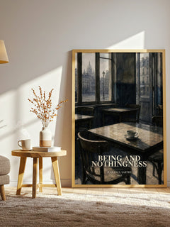 Being and Nothingness watercolour print in frame leaning in hallway – philosophy wall art