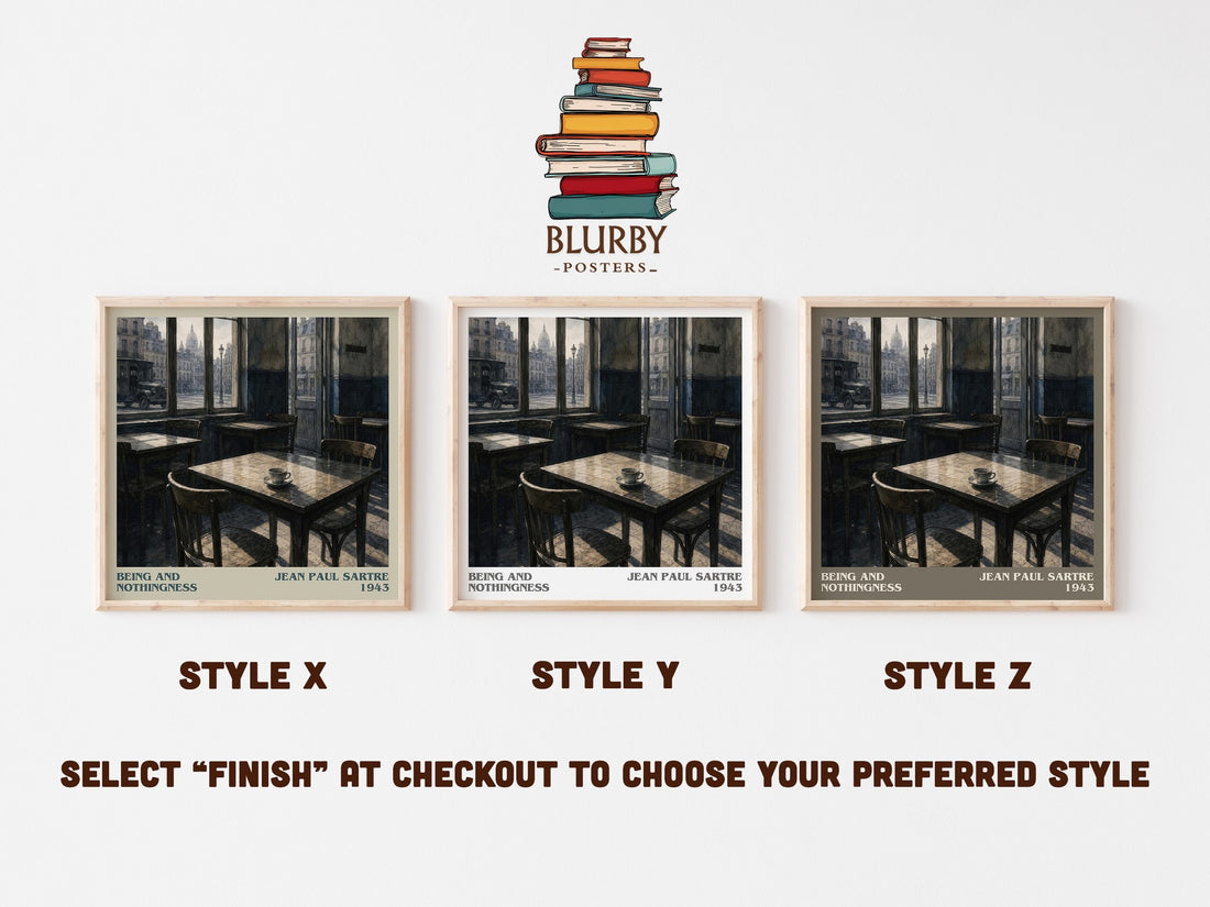 Being and Nothingness literary print in frame leaning in hallway – philosophy wall art (mockup)