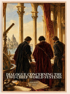 Dialogue Concerning the Two Chief World Systems watercolour book poster by Galileo – framed literary art print