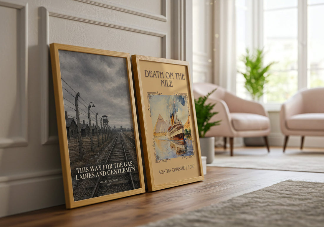 This Way for the Gas, Ladies and Gentlemen watercolour print framed by window – literary home decor