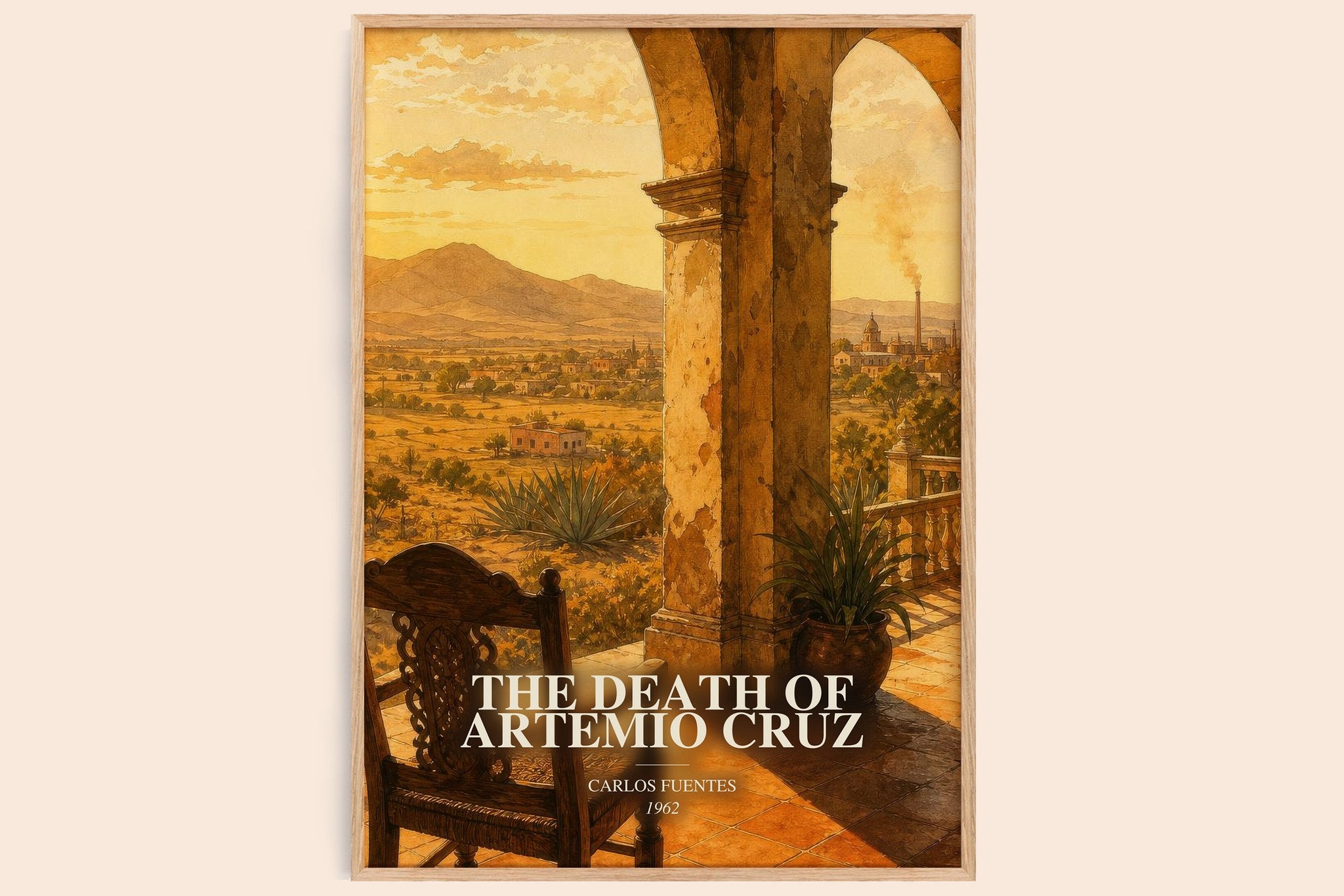 Death of Artemio Cruz Book Watercolour Illustration by Carlos Fuentes