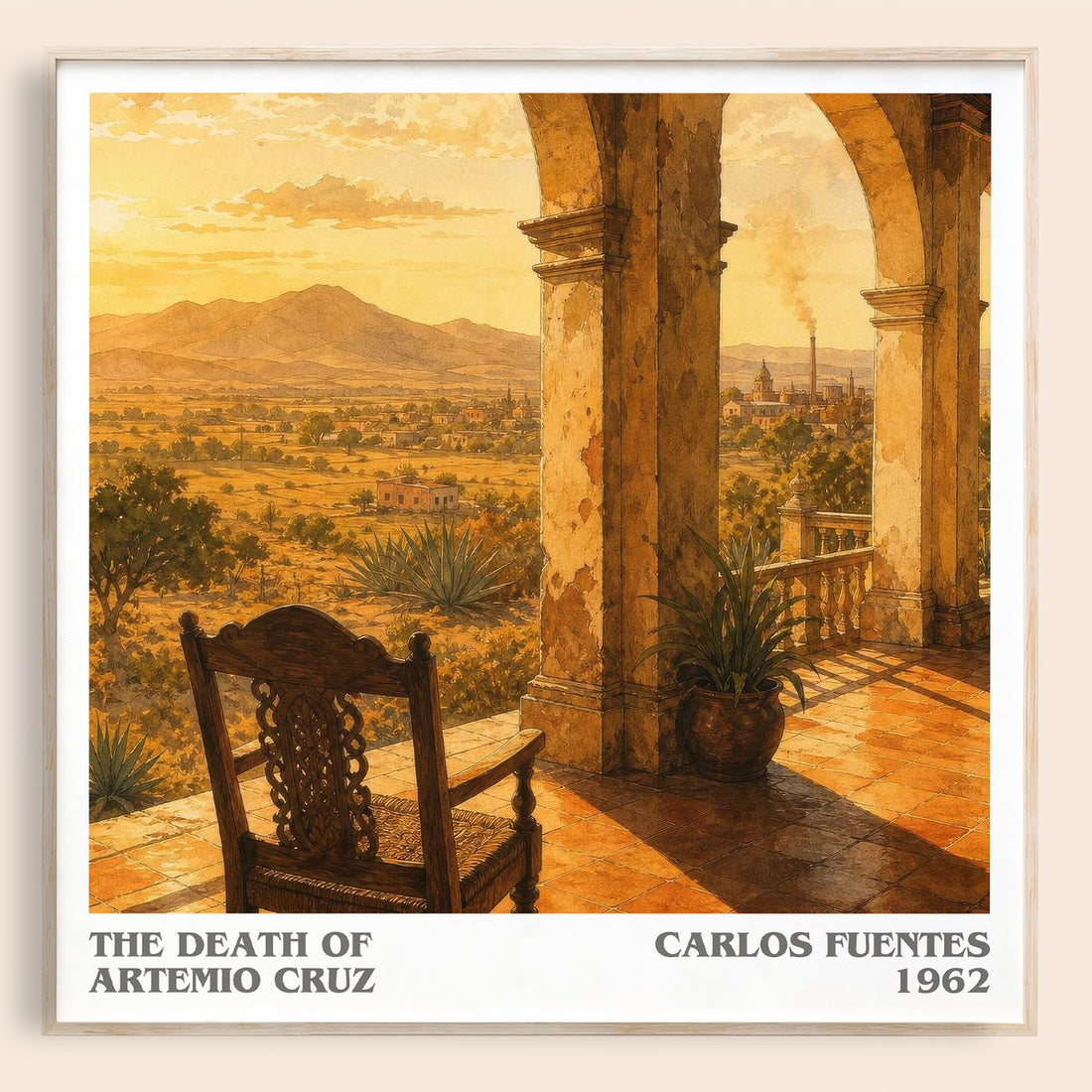 The Death of Artemio Cruz literary book poster by Carlos Fuentes – framed literary art print
