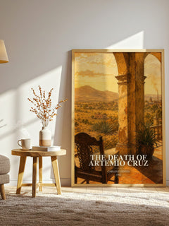 The Death of Artemio Cruz watercolour print in frame leaning in hallway – literary fiction wall art
