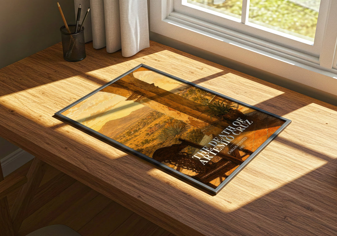 The Death of Artemio Cruz watercolour book poster framed on wall – literary fiction wall art