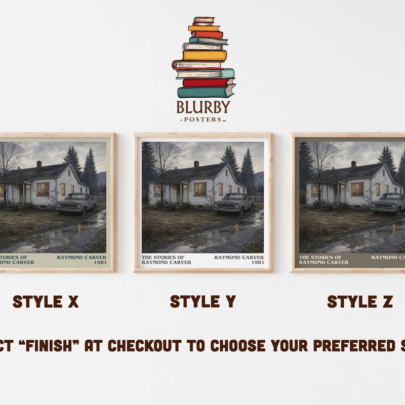 The Stories of Raymond Carver literary print in frame leaning in hallway – literary fiction wall art