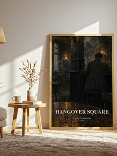 Hangover Square watercolour print in frame leaning in hallway – thriller wall art