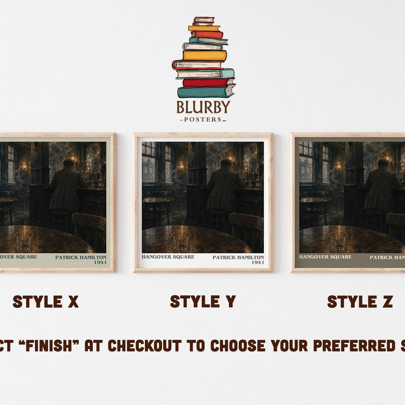 Hangover Square literary print in frame leaning in hallway – thriller wall art