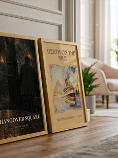 Hangover Square watercolour print framed by window – literary home decor