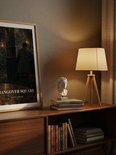 Hangover Square watercolour print on bookshelf – Patrick Hamilton fan gift