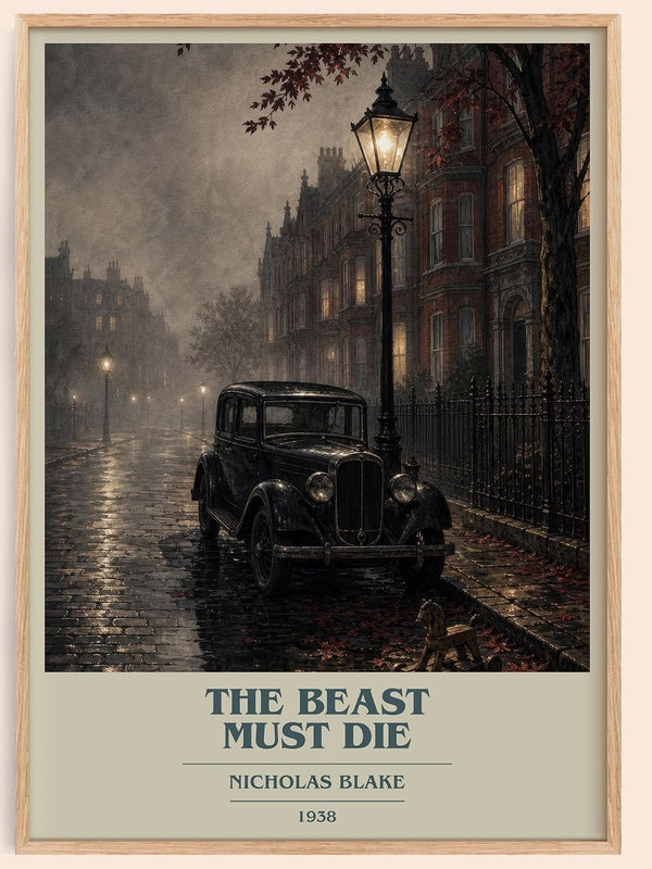 The Beast Must Die book cover book poster by Nicholas Blake – framed literary art print