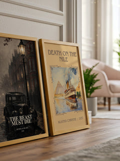 The Beast Must Die watercolour print framed by window – literary home decor
