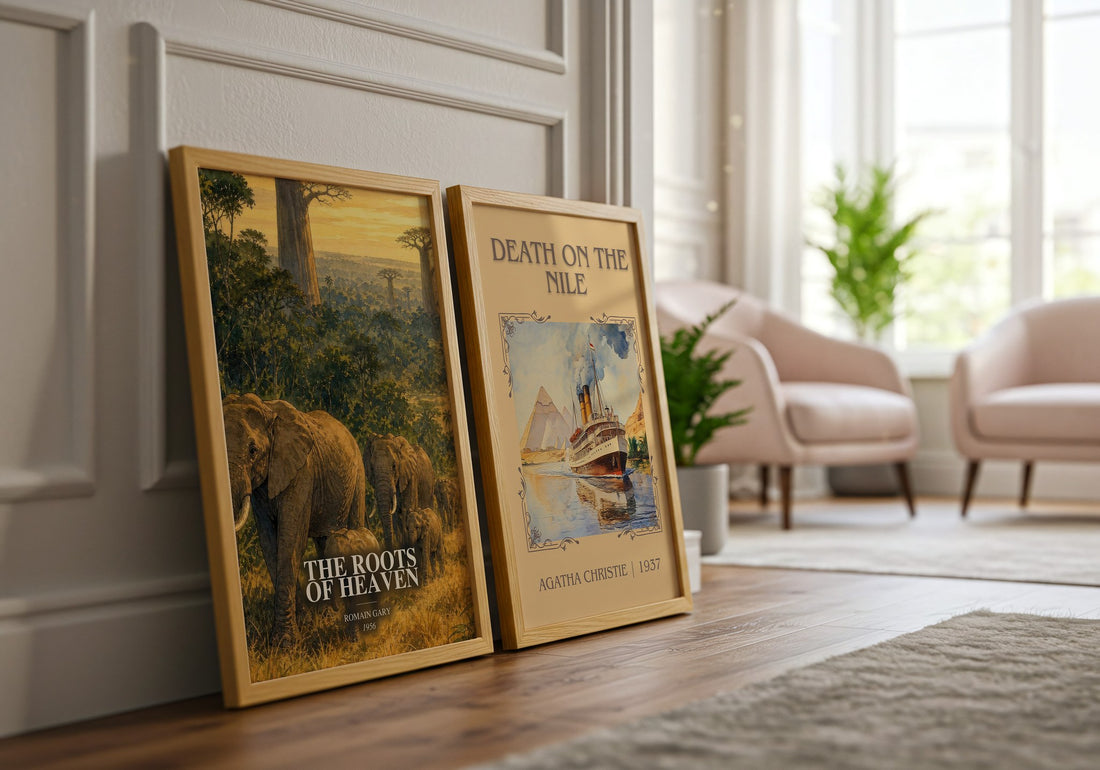 The Roots of Heaven watercolour print framed by window – literary home decor