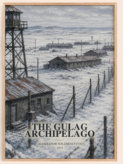 The Gulag Archipelago watercolour book poster by Aleksandr Solzhenitsyn – framed literary art print