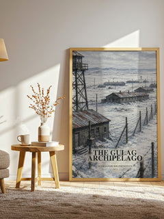 The Gulag Archipelago watercolour print in frame leaning in hallway – non fiction wall art