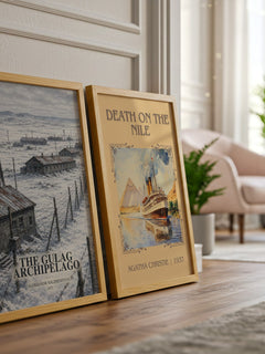 The Gulag Archipelago watercolour print framed by window – literary home decor