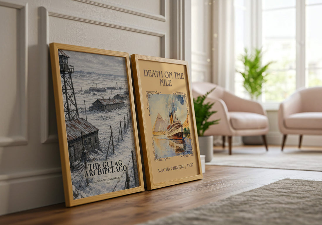 The Gulag Archipelago watercolour print framed by window – literary home decor