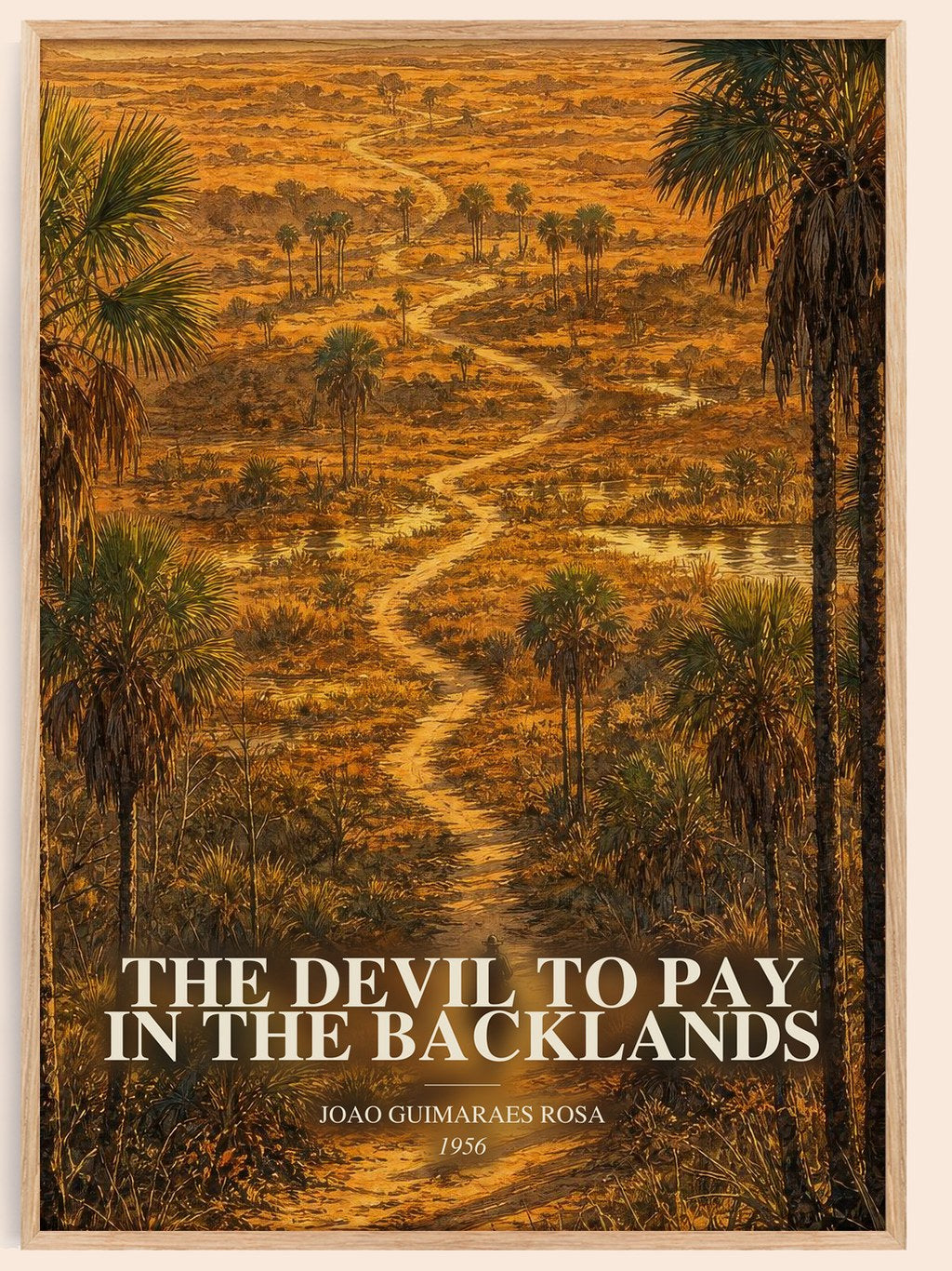 The Devil to Pay in the Backlands watercolour book poster by Joao Guimaraes Rosa – framed literary art print