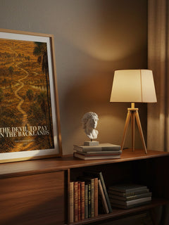 The Devil to Pay in the Backlands watercolour print on bookshelf – Joao Guimaraes Rosa fan gift