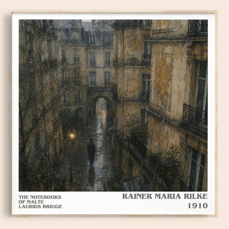 The Notebooks of Malte Laurids Brigge literary book poster by Rainer Maria Rilke – framed literary art print