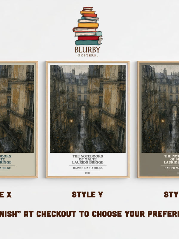 The Notebooks of Malte Laurids Brigge book cover print in frame leaning in hallway – literary fiction wall art