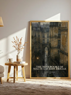 The Notebooks of Malte Laurids Brigge watercolour print in frame leaning in hallway – literary fiction wall art