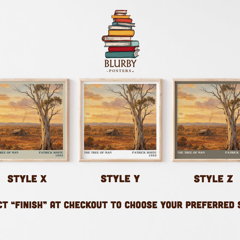 The Tree of Man literary print in frame leaning in hallway – literary fiction wall art