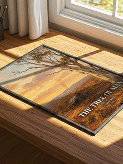 The Tree of Man watercolour book poster framed on wall – literary fiction wall art