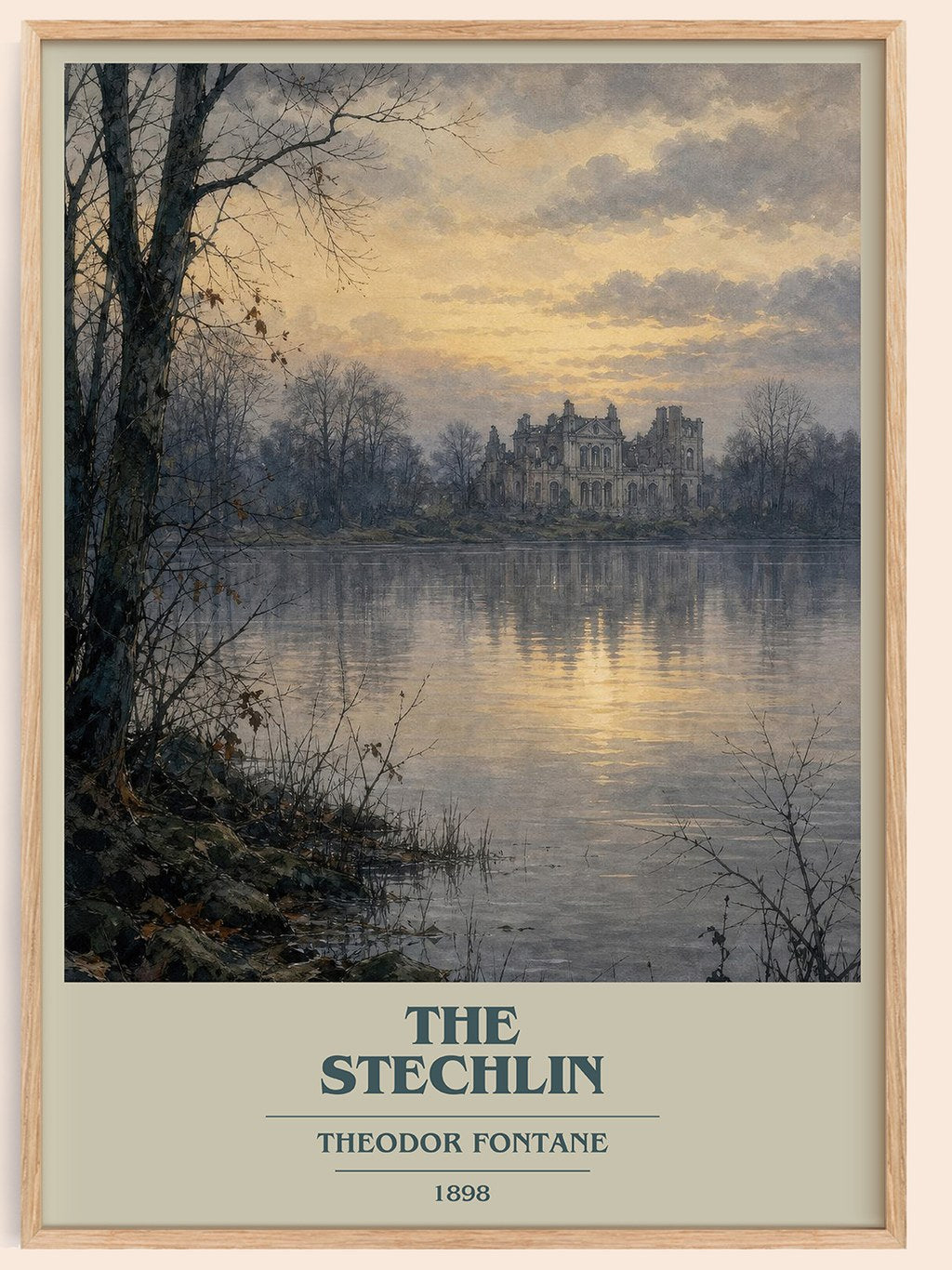 The Stechlin book cover book poster by Theodor Fontane – framed literary art print