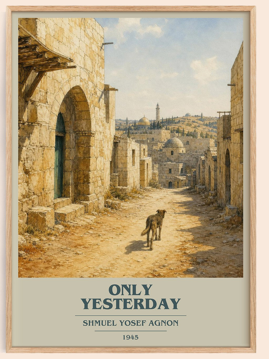 Only Yesterday book cover book poster by Shmuel Yosef Agnon – framed literary art print