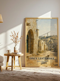 Only Yesterday watercolour print in frame leaning in hallway – literary fiction wall art