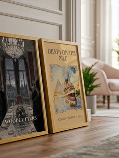 Woodcutters watercolour print framed by window – literary home decor