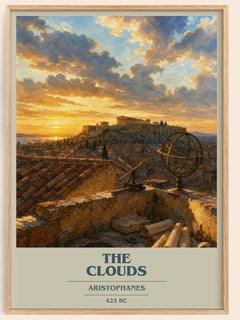 The Clouds book cover book poster by Aristophanes – framed literary art print