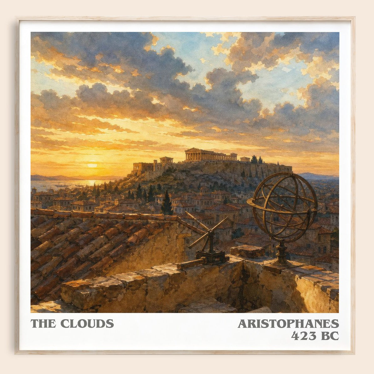 The Clouds literary book poster by Aristophanes – framed literary art print
