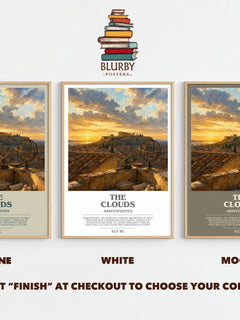 The Clouds bookish print framed by window – Stone, White and Mocha side by side – choose your colour