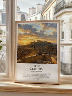 The Clouds bookish print in frame leaning in hallway – classic literature wall art