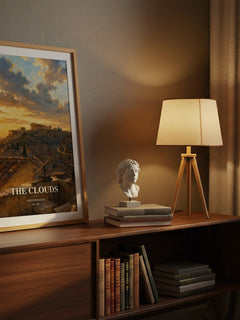 The Clouds watercolour print on bookshelf – Aristophanes fan gift