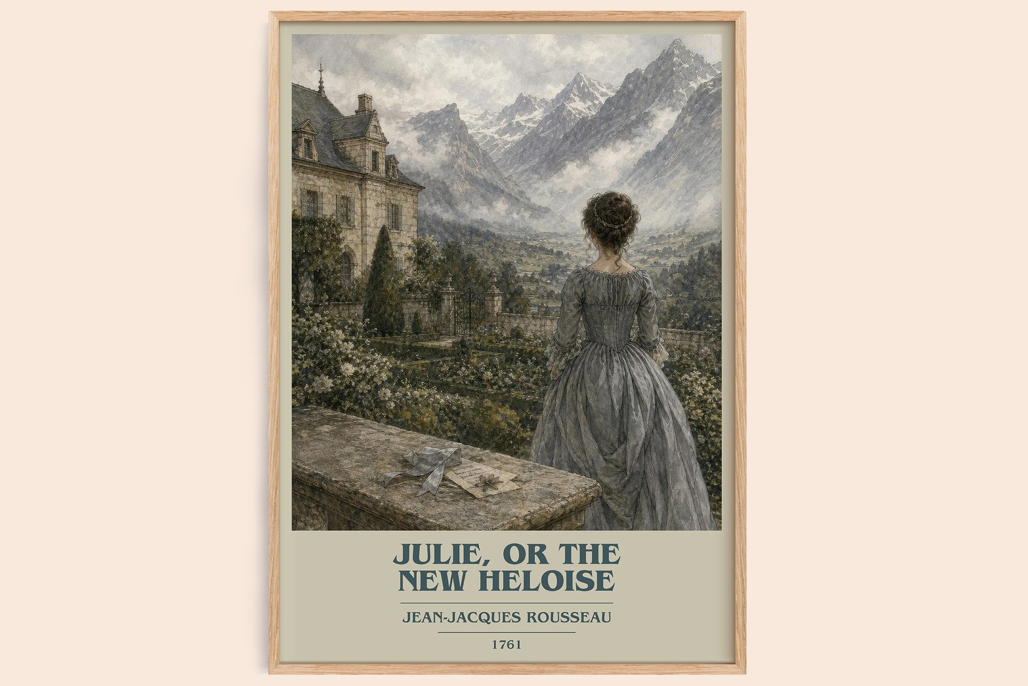 Julie, or the New Heloise Book Cover Poster by Jean-Jacques Rousseau