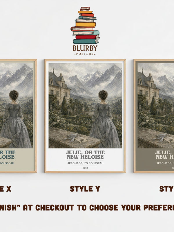 Julie, or the New Heloise book cover print in frame leaning in hallway – philosophy wall art