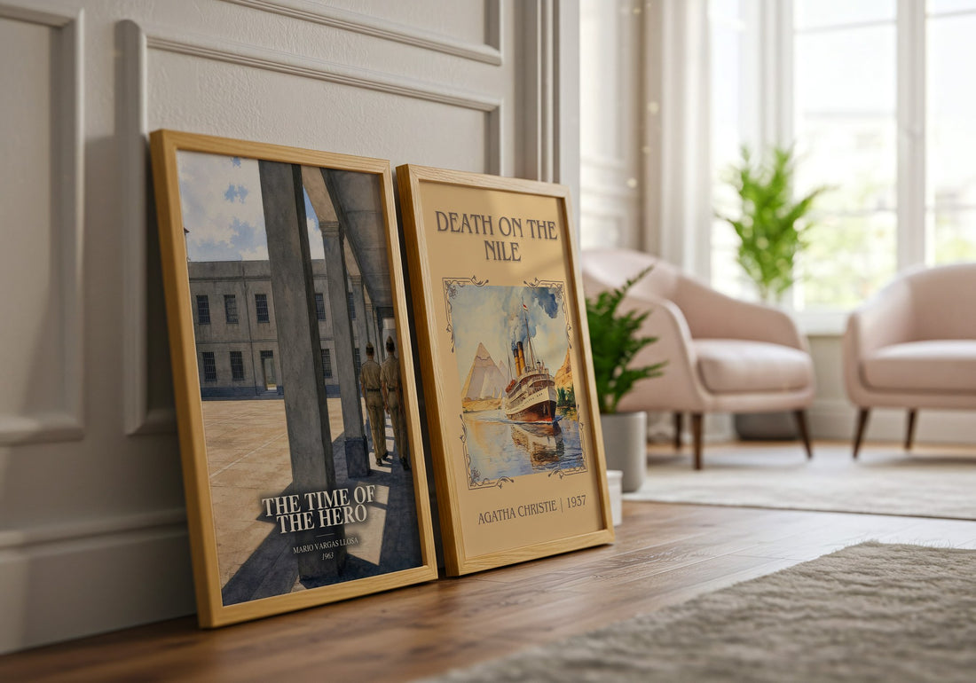 The Time of the Hero watercolour print framed by window – literary home decor
