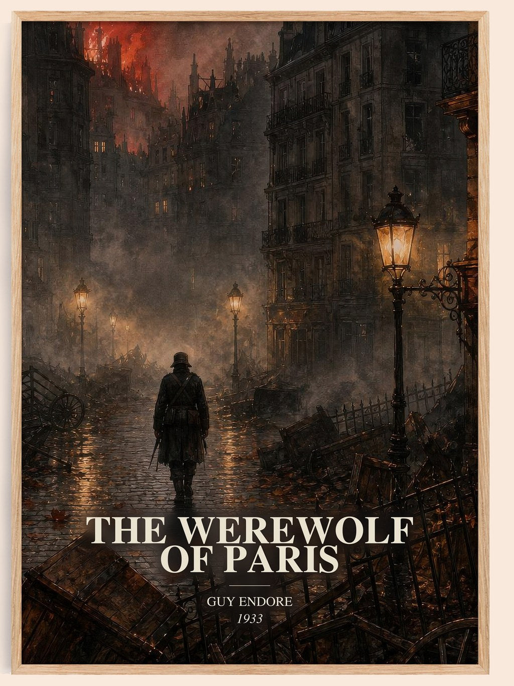 The Werewolf Of Paris watercolour book poster by Guy Endore – framed literary art print