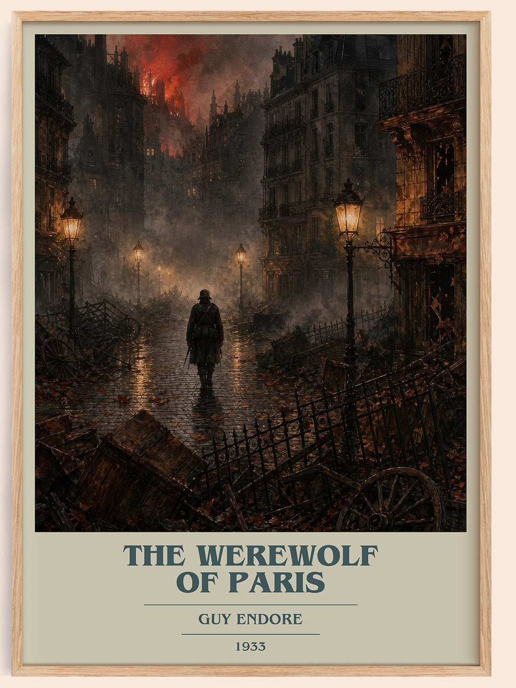 The Werewolf Of Paris book cover book poster by Guy Endore – framed literary art print