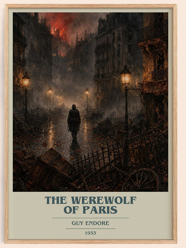 The Werewolf Of Paris book cover book poster by Guy Endore – framed literary art print